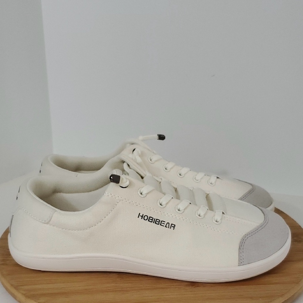 Hobibear Barefoot Minimalist Wide Toe Box Canvas Slip-On Sneakers Cream Unisex - Picture 2 of 8